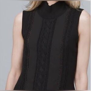 White House Black Market Black Sleeveless Mock-Neck Top